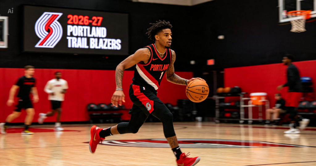 Ja Morant in a Portland Trail Blazers jersey during the 2026–27 NBA season.