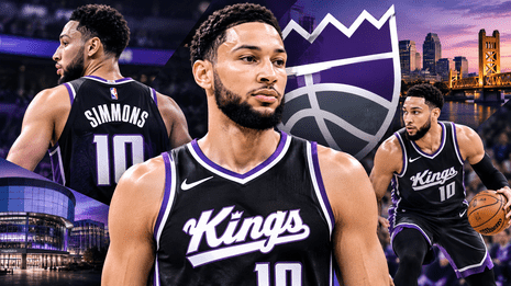 Ben Simmons playing basketball for the Sacramento Kings during the NBA 2026-27 season.